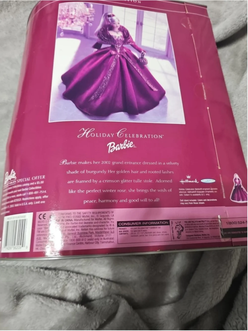 2002 Holiday Celebration Barbie Special Edition #56209 NRFB Burgundy Gown